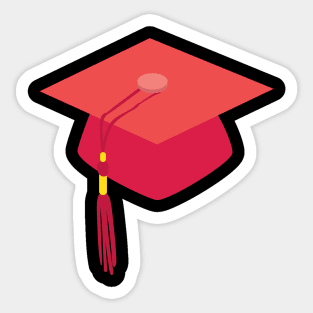 Red Graduation Cap Sticker